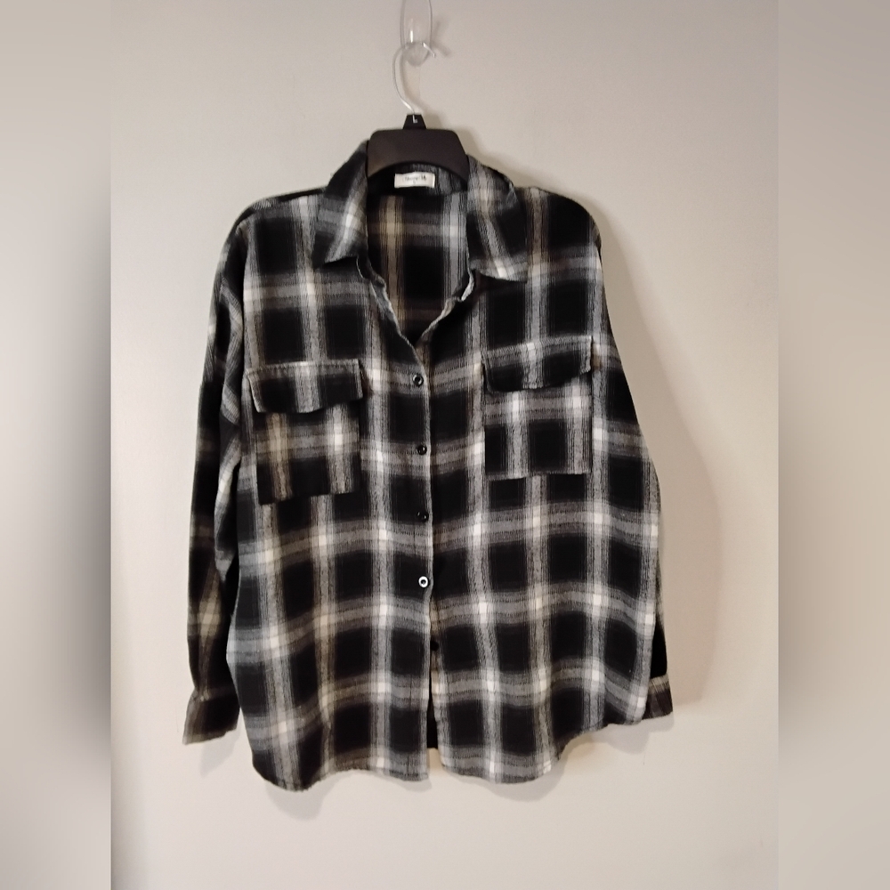 Plaid Black and White Women's Blouse